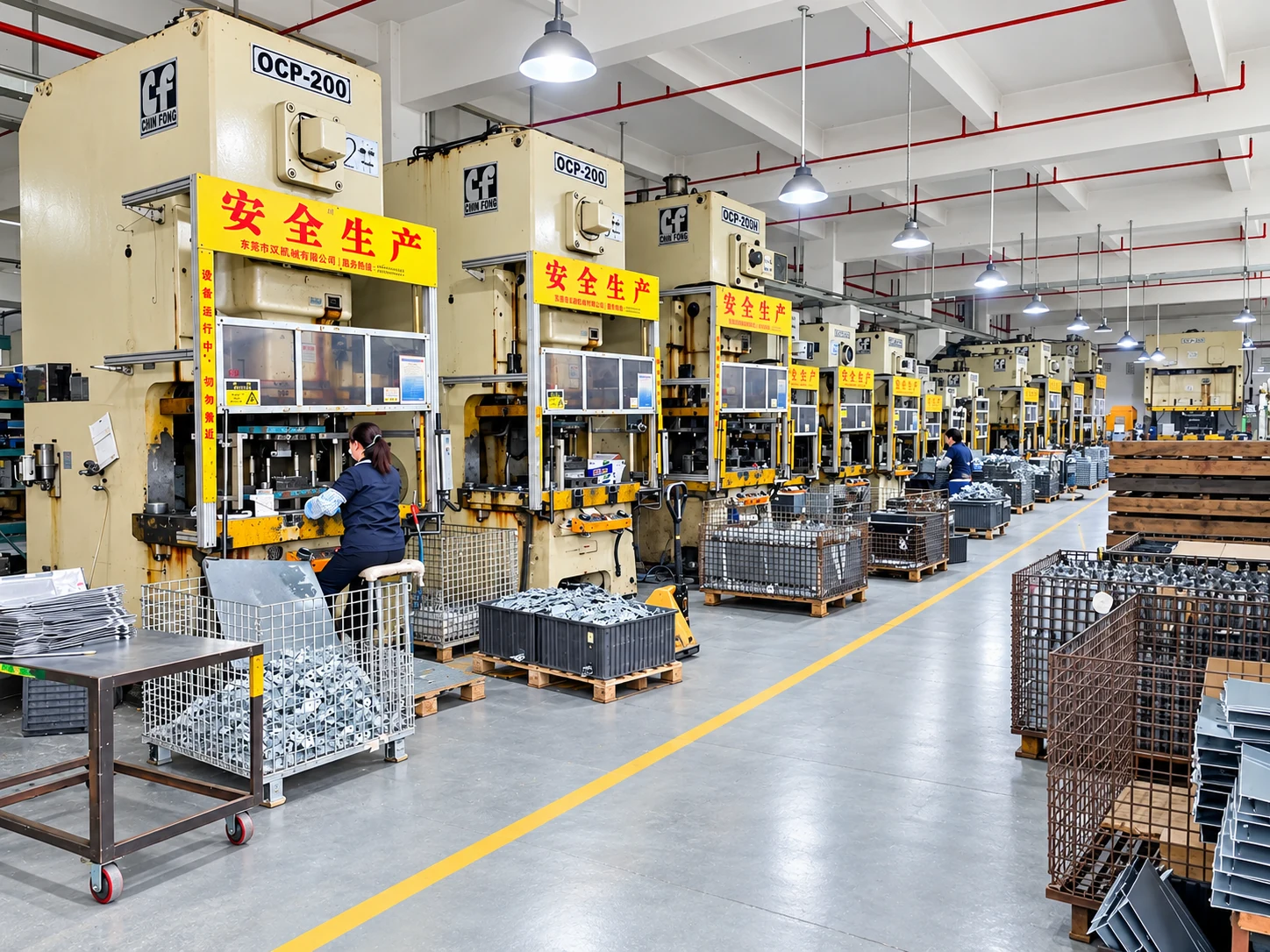 ZOFVAN stamping production line with presses and organized work areas